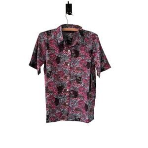 Evryday Jane Women's XS Shirt Blue Pink Cassie Floral Panther Camp NWT CQ5